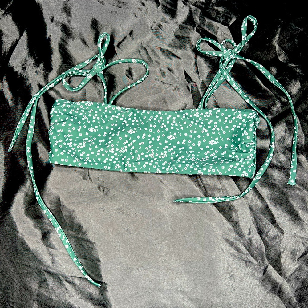 Green and White Floral Bikini